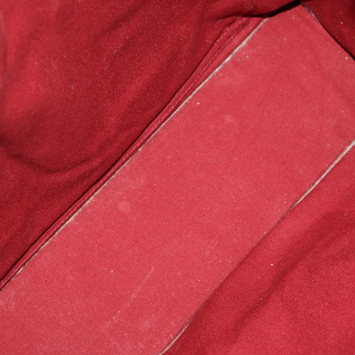 HERMES Her Line Hand Bag Canvas 4 Set Red Black Auth BA13063
