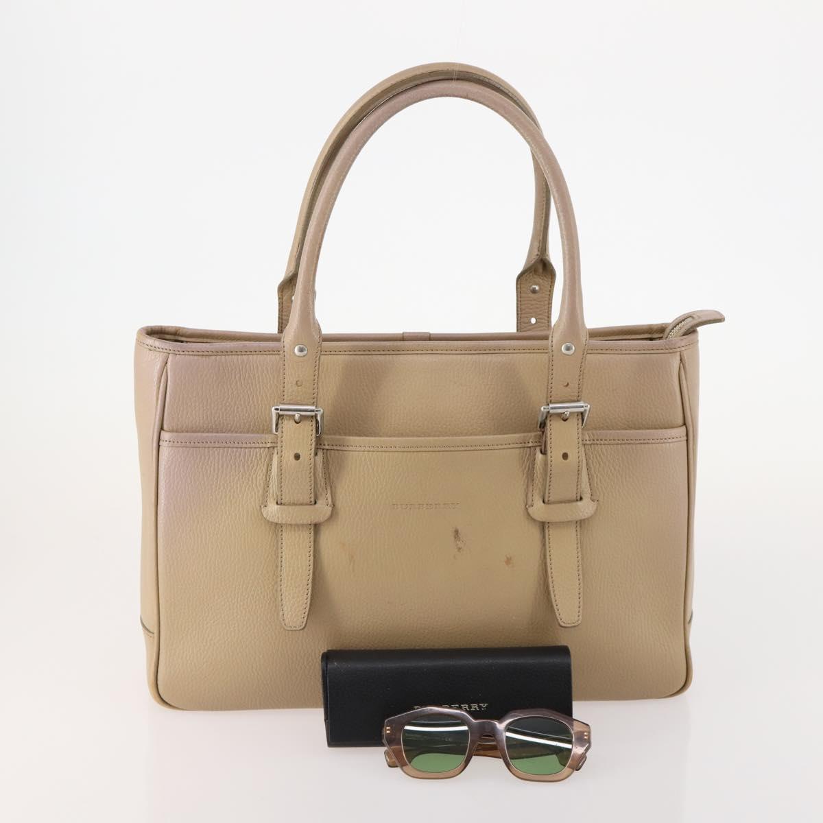 BURBERRY Shoulder Bag Leather plastic 2 Set Beige Brown Auth BA13064
