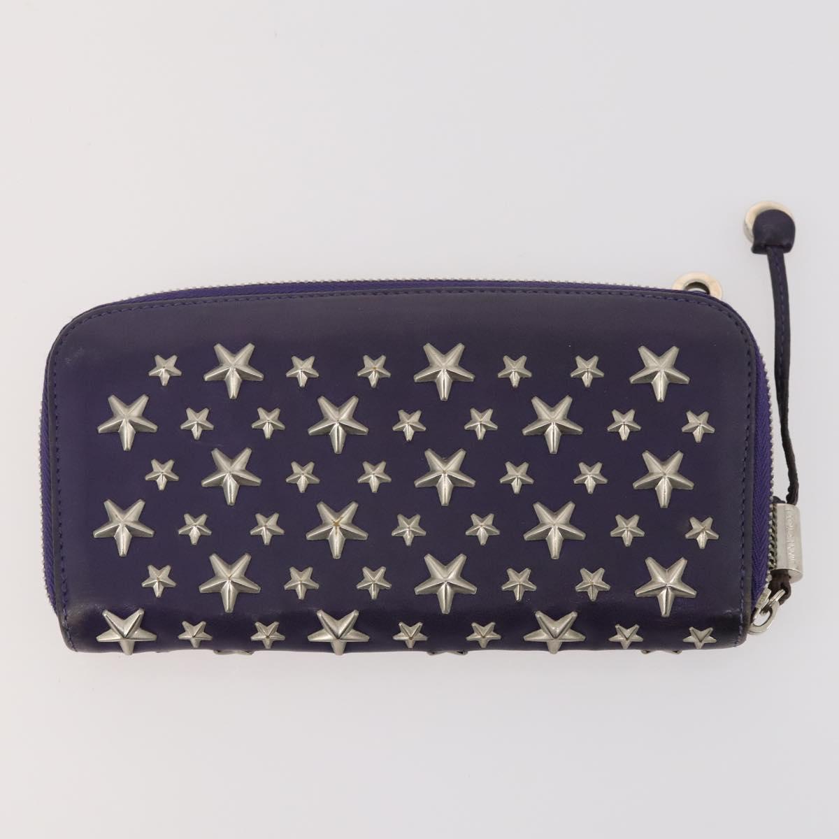 Jimmy Choo Long Wallet Leather 2 Set Gray Purple Auth BA13065