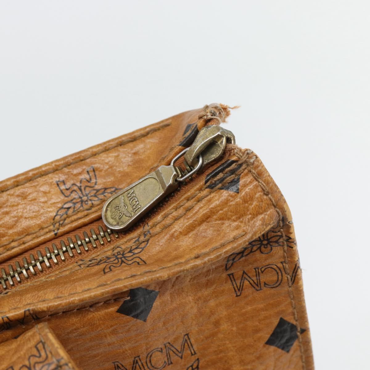 MCM Vicetos Logogram Tote Bag PVC Leather Brown Gold Auth BA13066