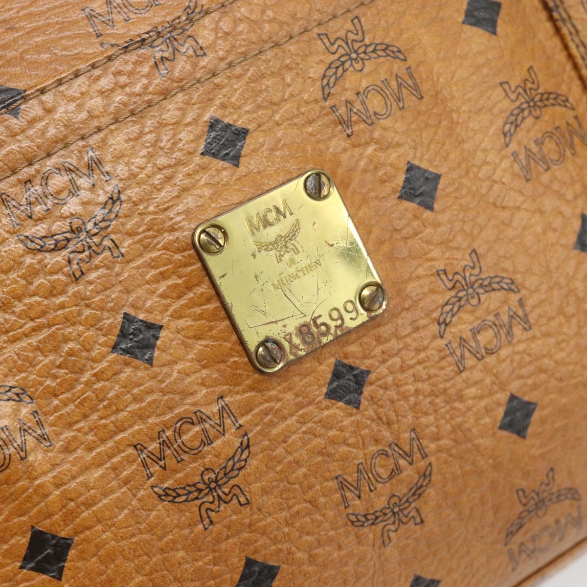 MCM Vicetos Logogram Tote Bag PVC Leather Brown Gold Auth BA13066