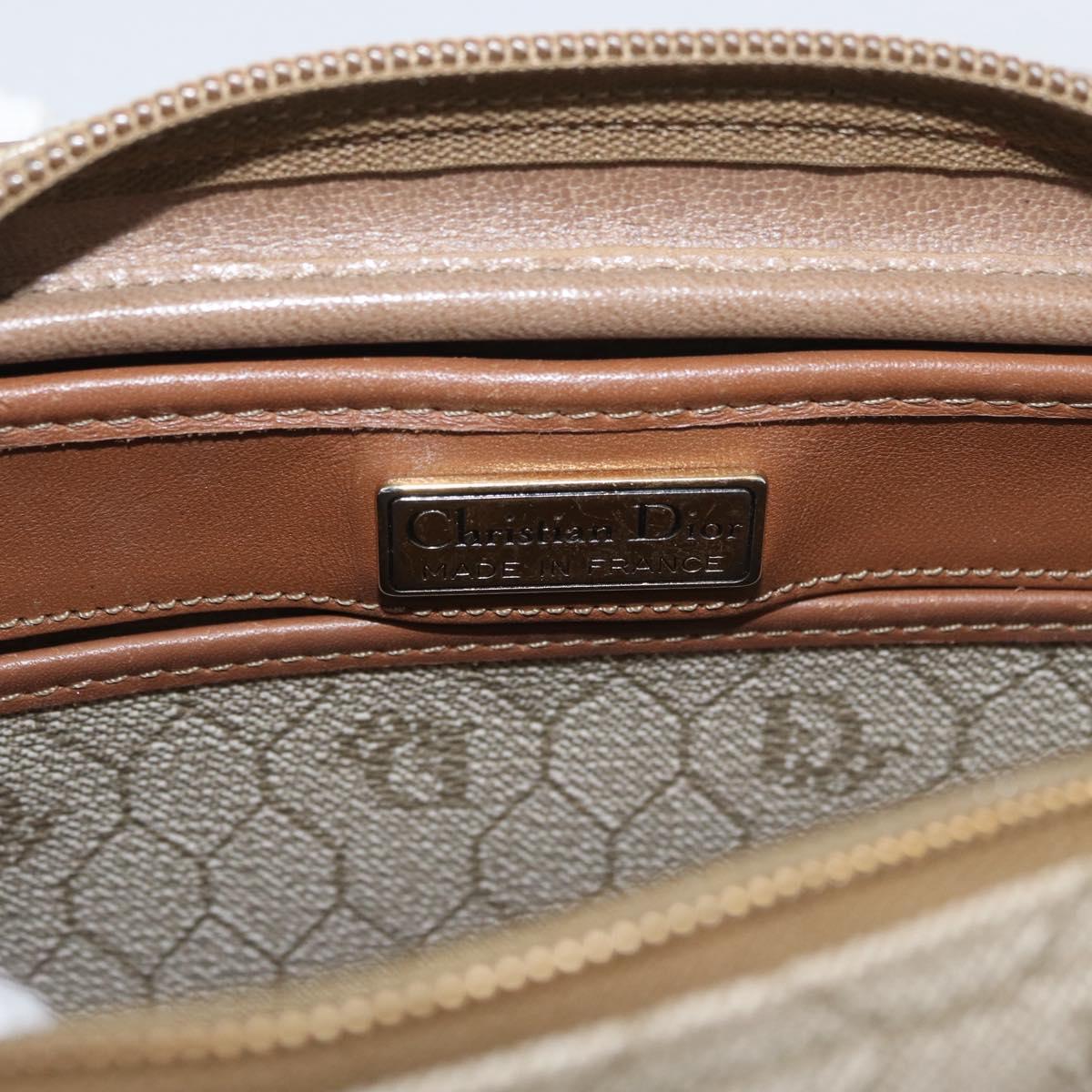Christian Dior Honeycomb Canvas Shoulder Bag PVC Beige Silver Auth BA13067