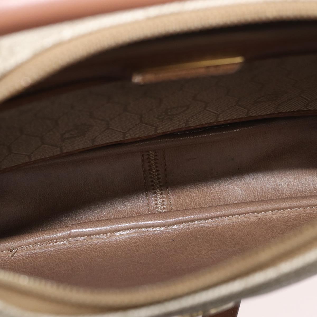 Christian Dior Honeycomb Canvas Shoulder Bag PVC Beige Silver Auth BA13067