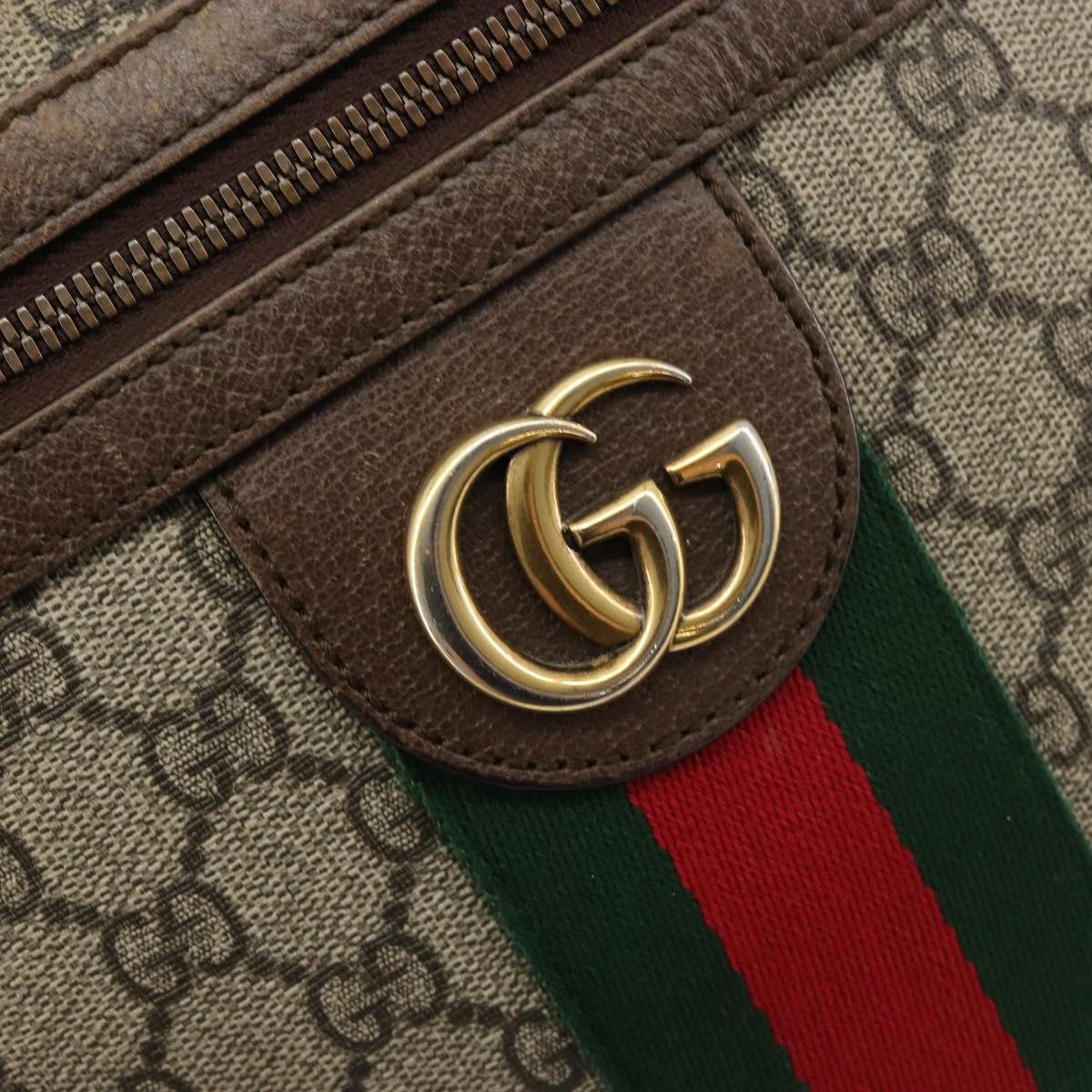 GUCCI GG Supreme Web Sherry Line Shoulder Bag PVC Beige Gold 547926 Auth BA13068