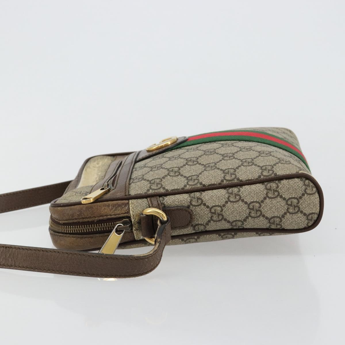 GUCCI GG Supreme Web Sherry Line Shoulder Bag PVC Beige Gold 547926 Auth BA13068