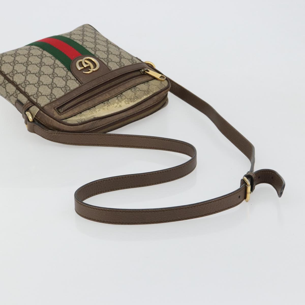 GUCCI GG Supreme Web Sherry Line Shoulder Bag PVC Beige Gold 547926 Auth BA13068