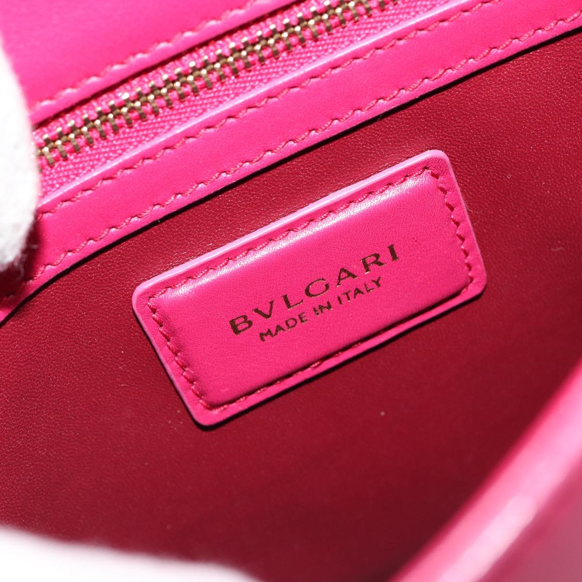 BVLGARI Chain Shoulder Bag Leather Pink Gold Auth BA13069A