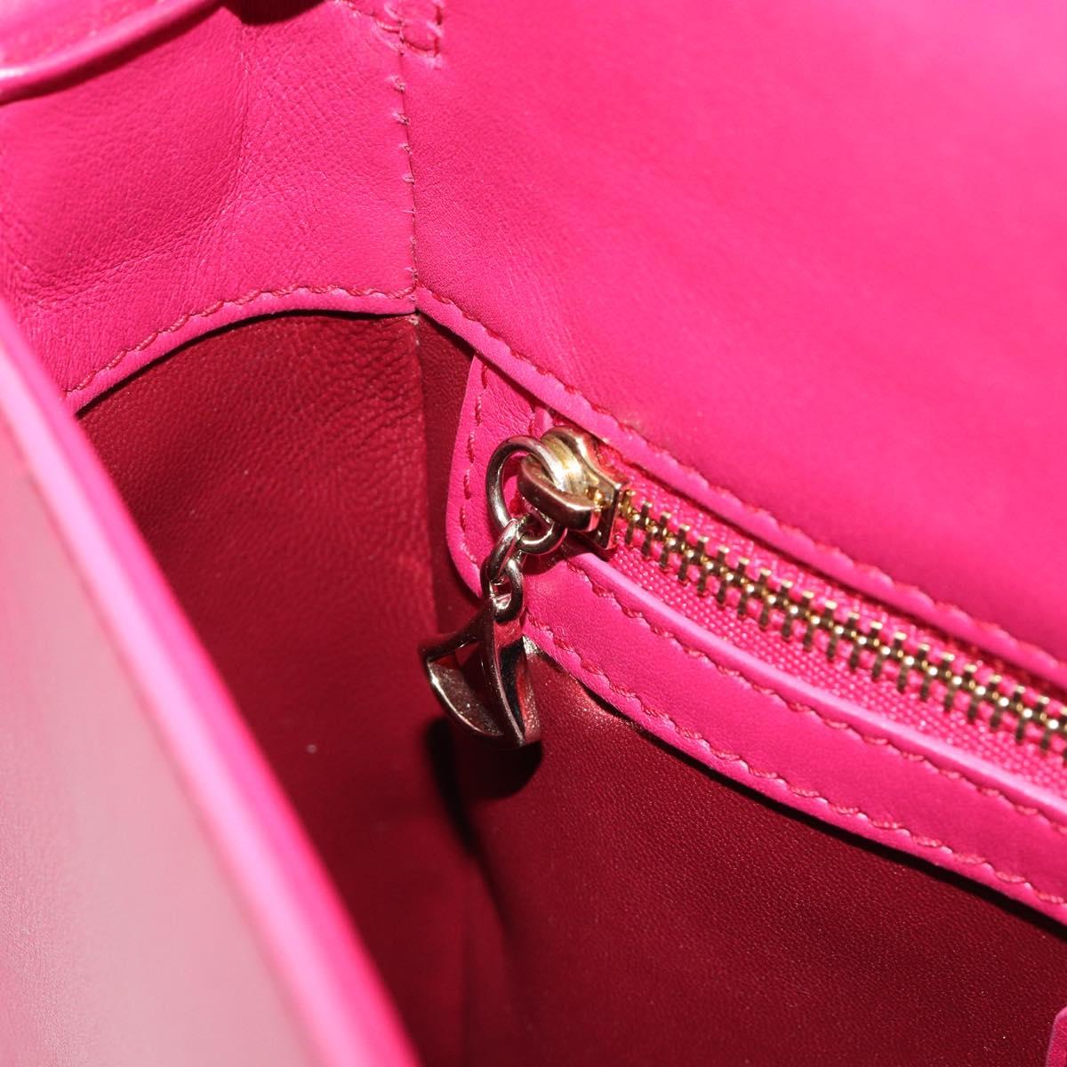 BVLGARI Chain Shoulder Bag Leather Pink Gold Auth BA13069A