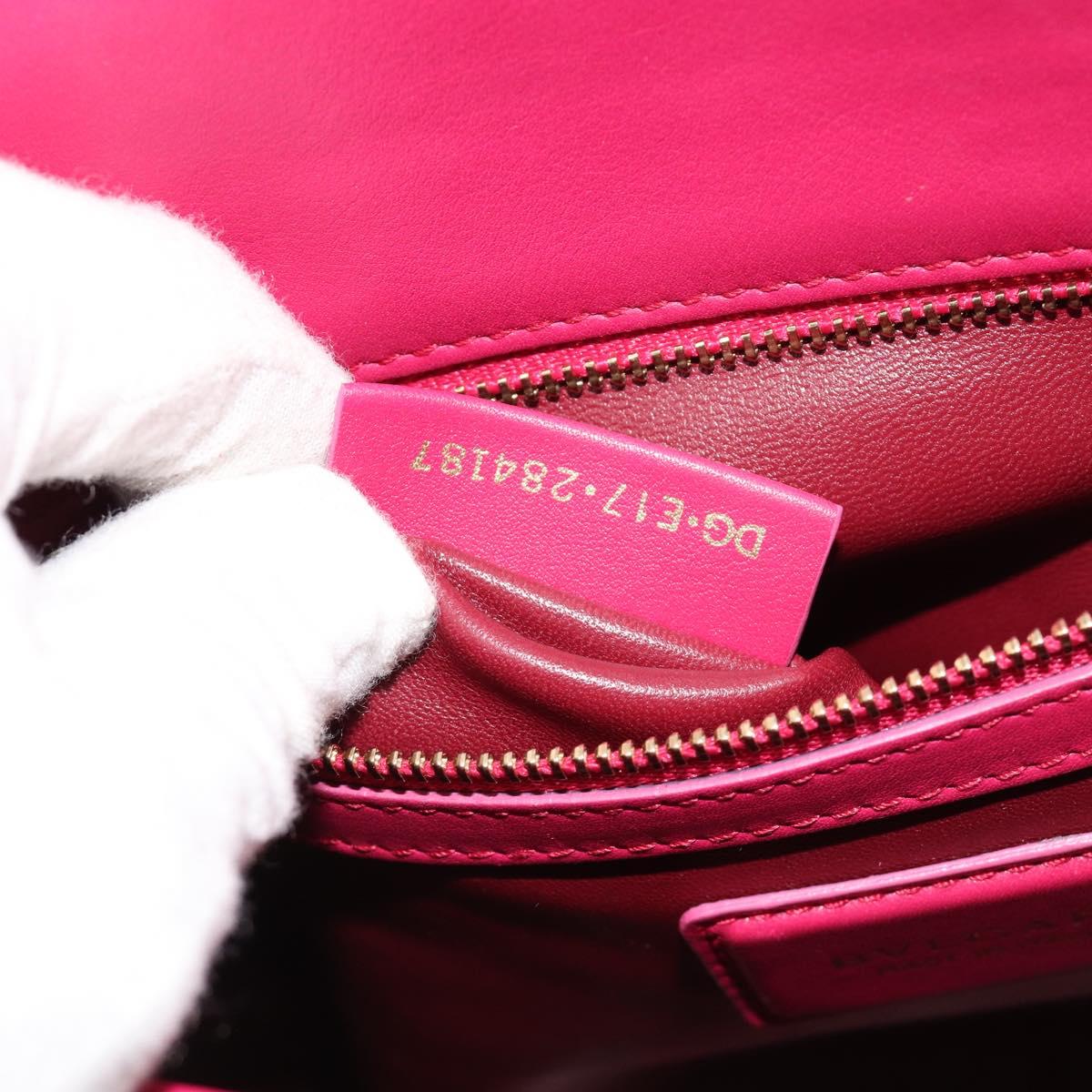 BVLGARI Chain Shoulder Bag Leather Pink Gold Auth BA13069A