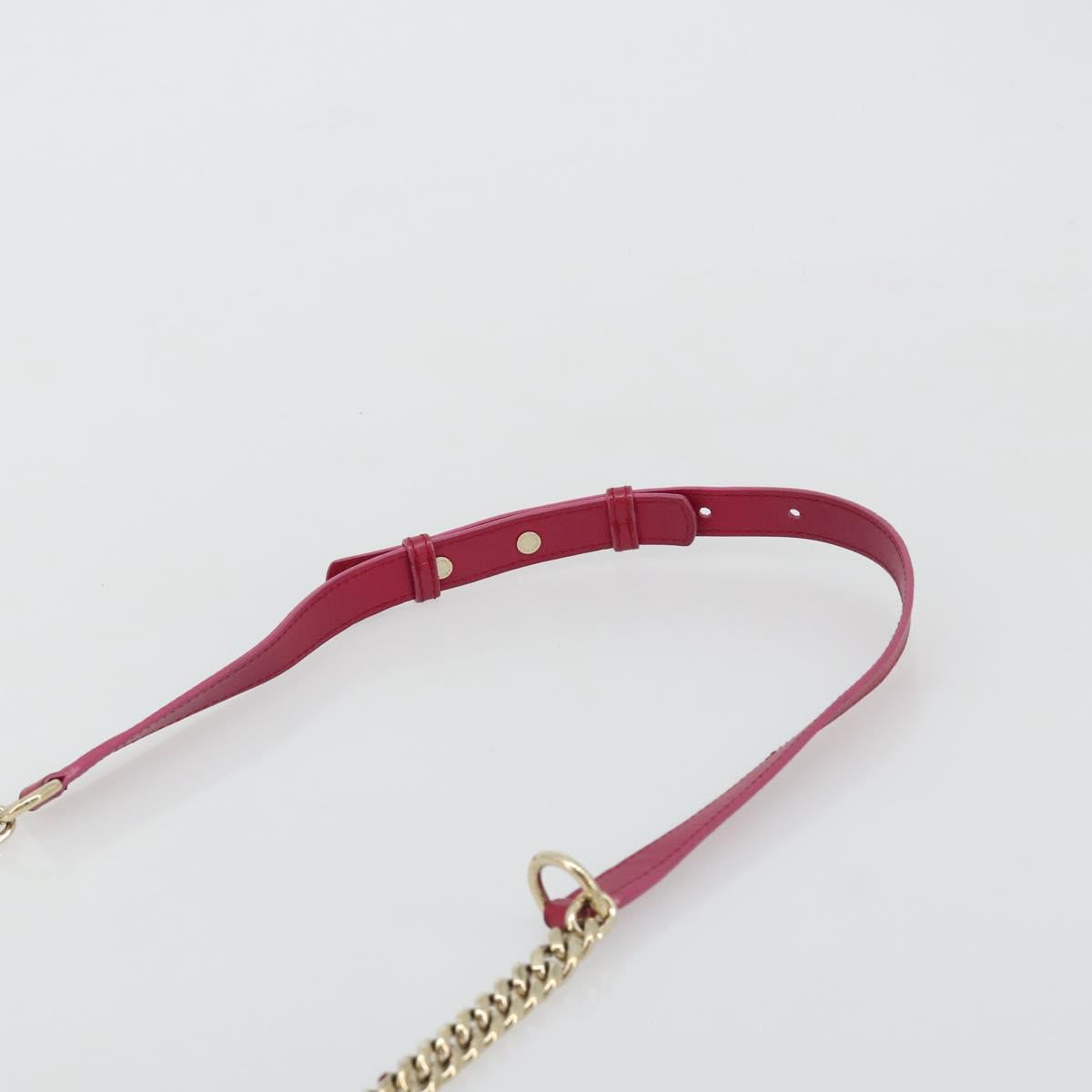 BVLGARI Chain Shoulder Bag Leather Pink Gold Auth BA13069A