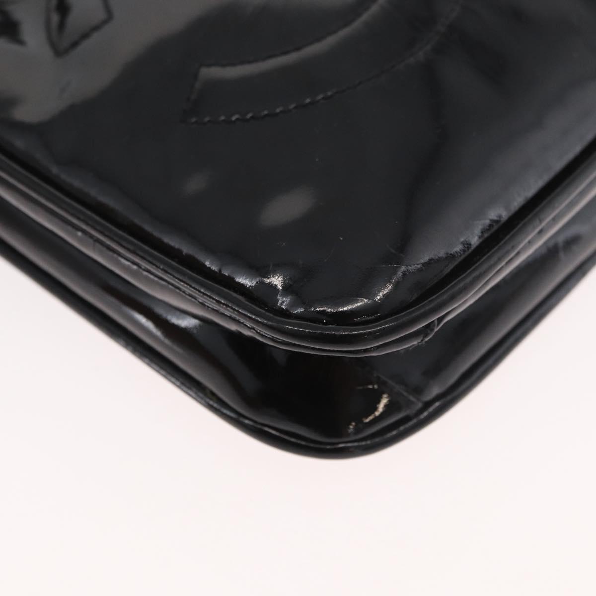 CHANEL Matelasse Waist bag Patent leather Black Gold CC Auth BA13072