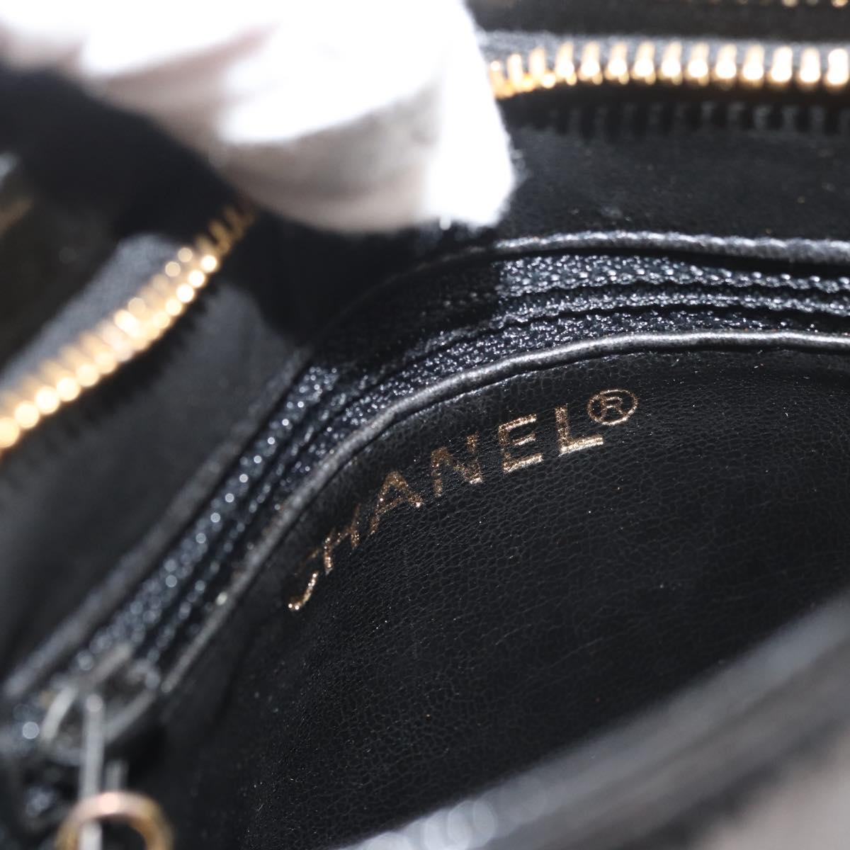 CHANEL Matelasse Waist bag Patent leather Black Gold CC Auth BA13072
