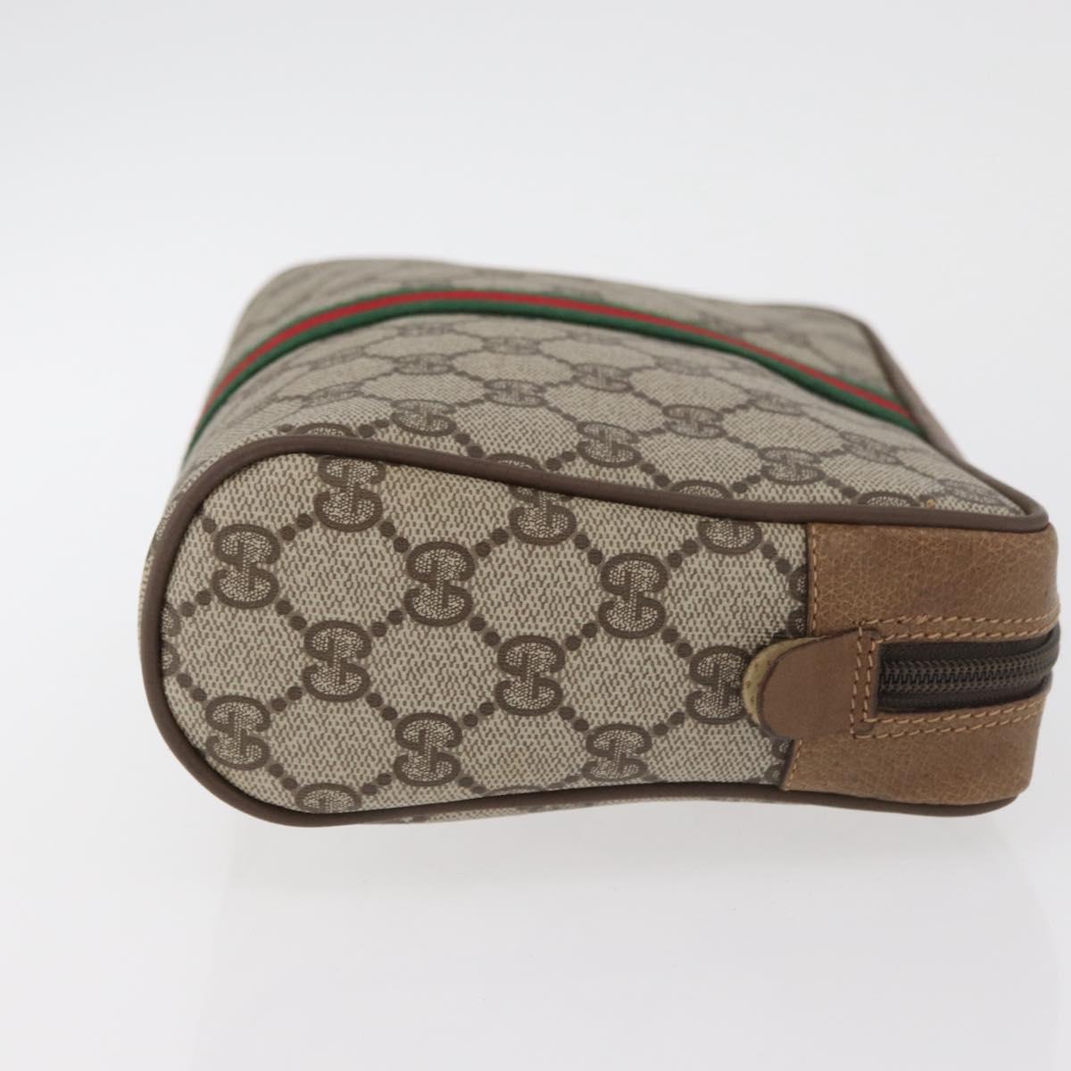 GUCCI GG Supreme Web Sherry Line Clutch Bag PVC Beige Red 89 01 012 Auth BA13074