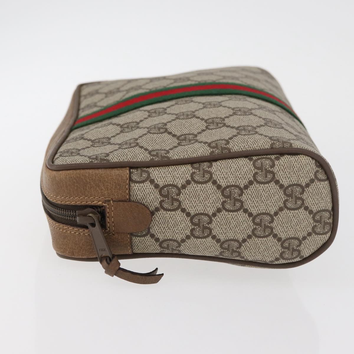 GUCCI GG Supreme Web Sherry Line Clutch Bag PVC Beige Red 89 01 012 Auth BA13074