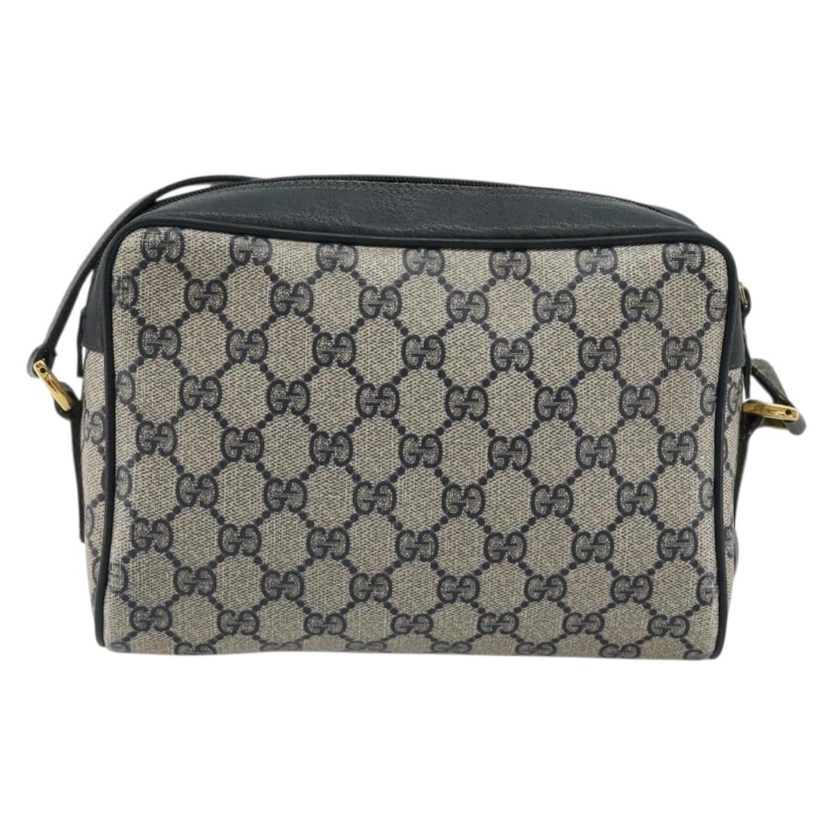 GUCCI GG Supreme Sherry Line Shoulder Bag PVC Navy Gold 119 02 087 Auth BA13075