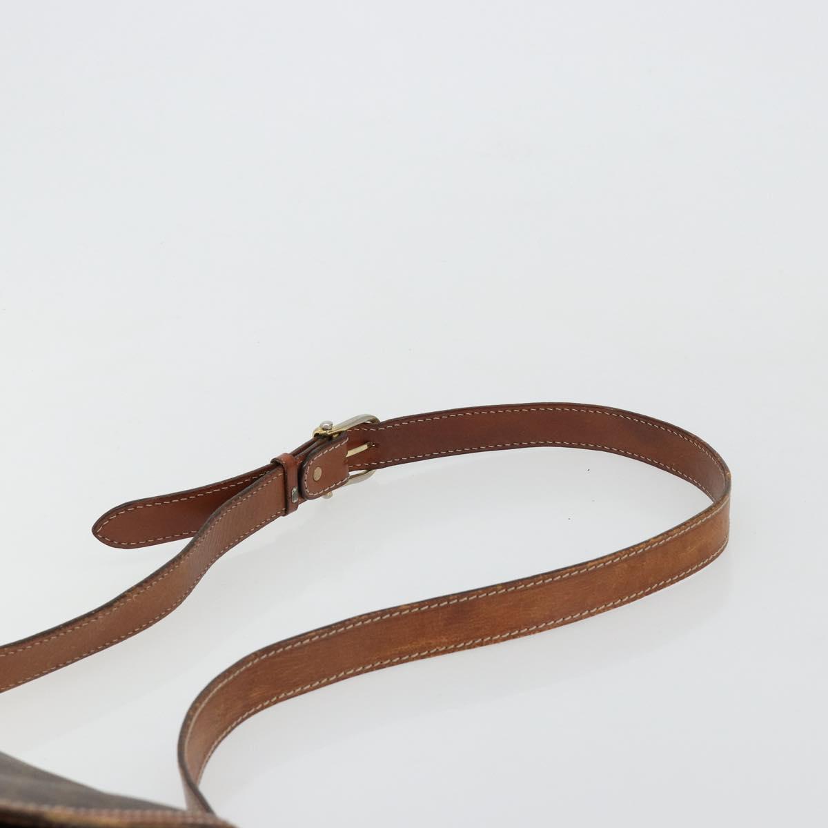 CELINE Macadam Canvas Shoulder Bag PVC Leather Brown Gold Auth BA13077