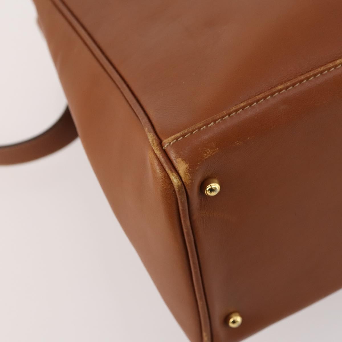 GUCCI Bamboo Tote Bag Leather 2way Brown Gold 002 2855 0322 0 Auth BA13078