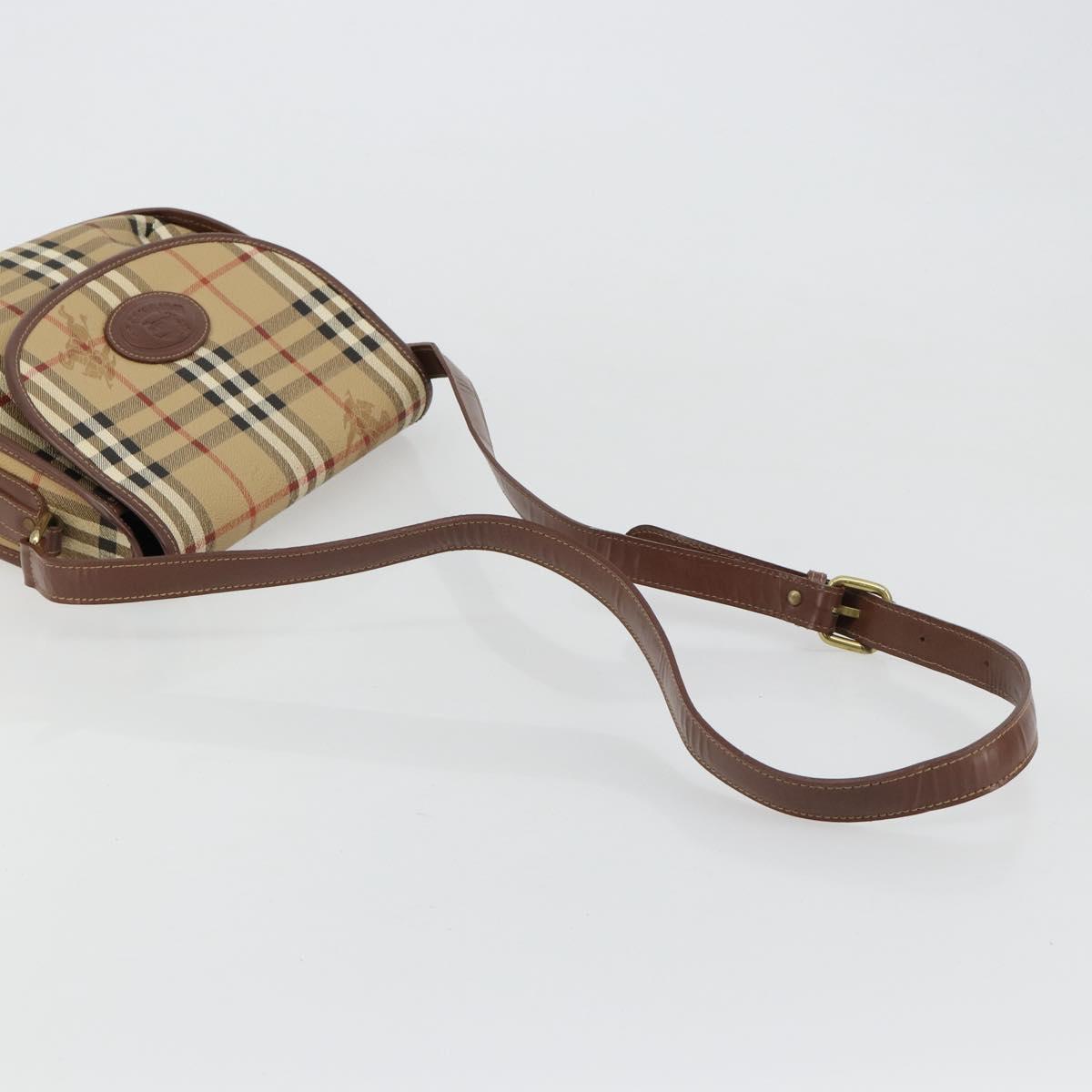 Burberrys Nova Check Shoulder Bag PVC Beige Gold Auth BA13081
