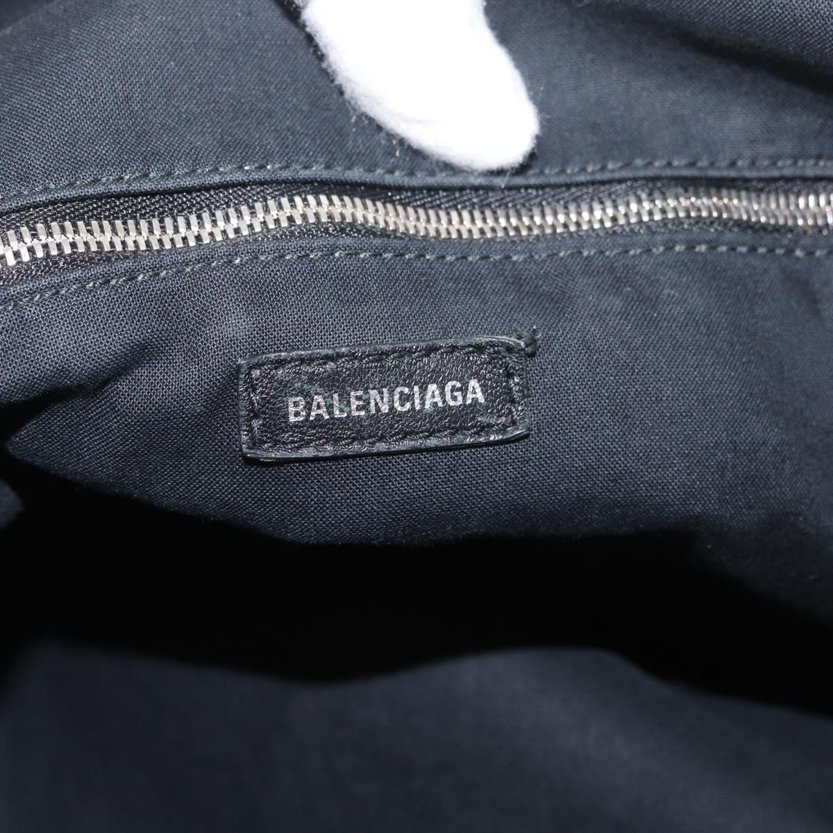 BALENCIAGA Tote Bag Canvas Beige Silver Auth BA13082