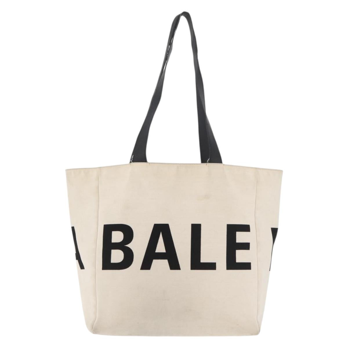 BALENCIAGA Tote Bag Canvas Beige Silver Auth BA13082