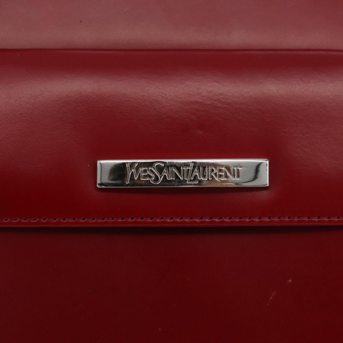 SAINT LAURENT Backpack Leather Red Silver Auth BA13087