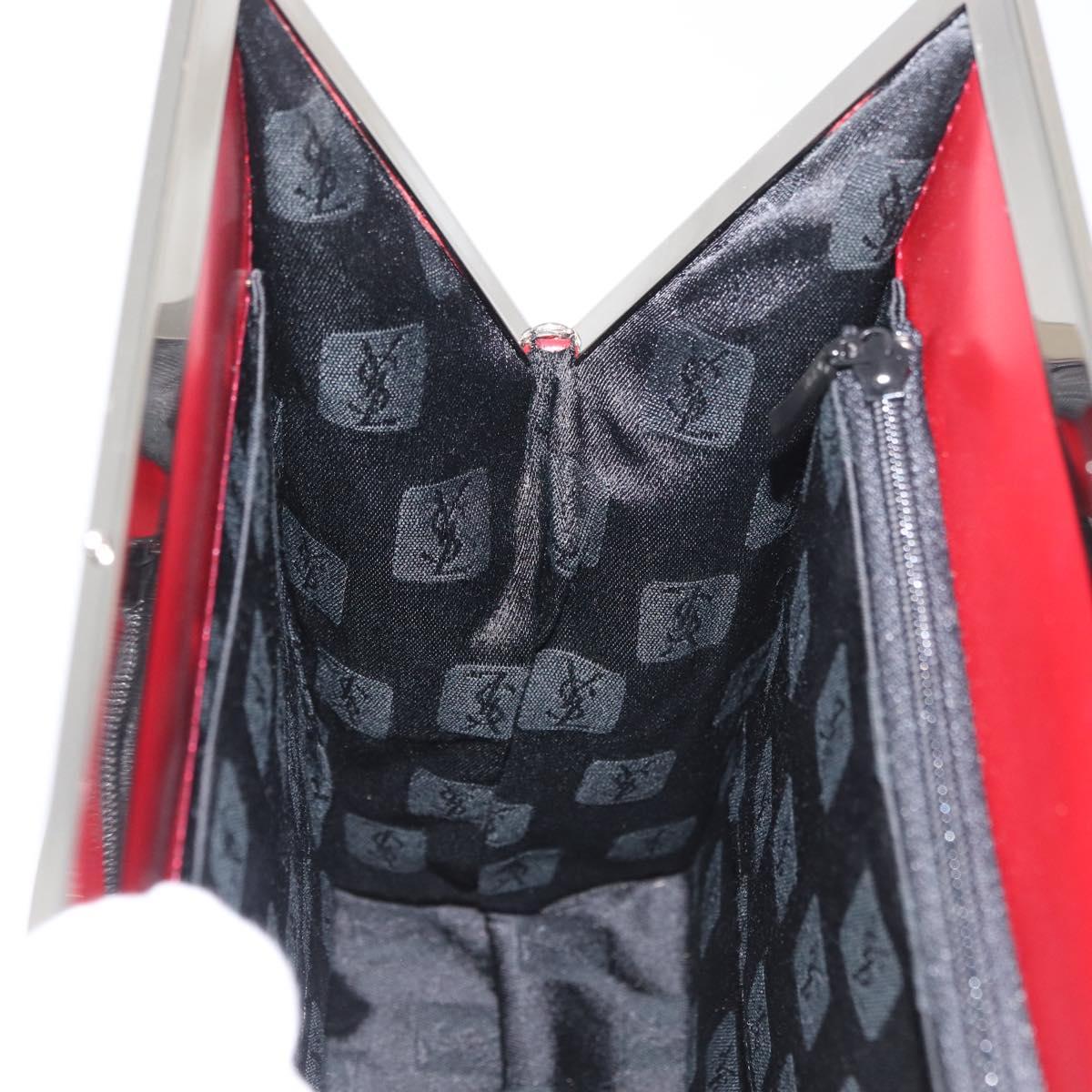 SAINT LAURENT Backpack Leather Red Silver Auth BA13087