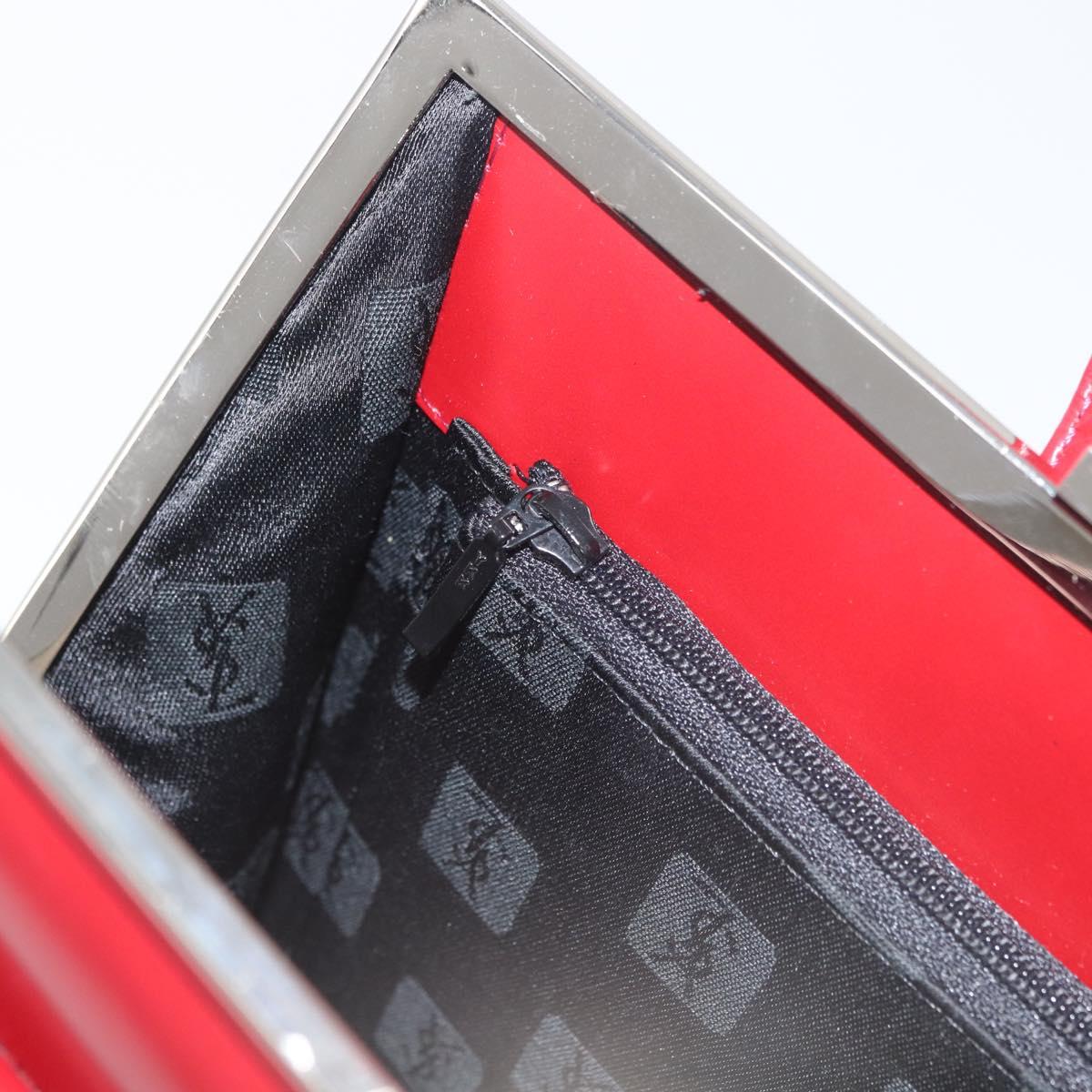 SAINT LAURENT Backpack Leather Red Silver Auth BA13087