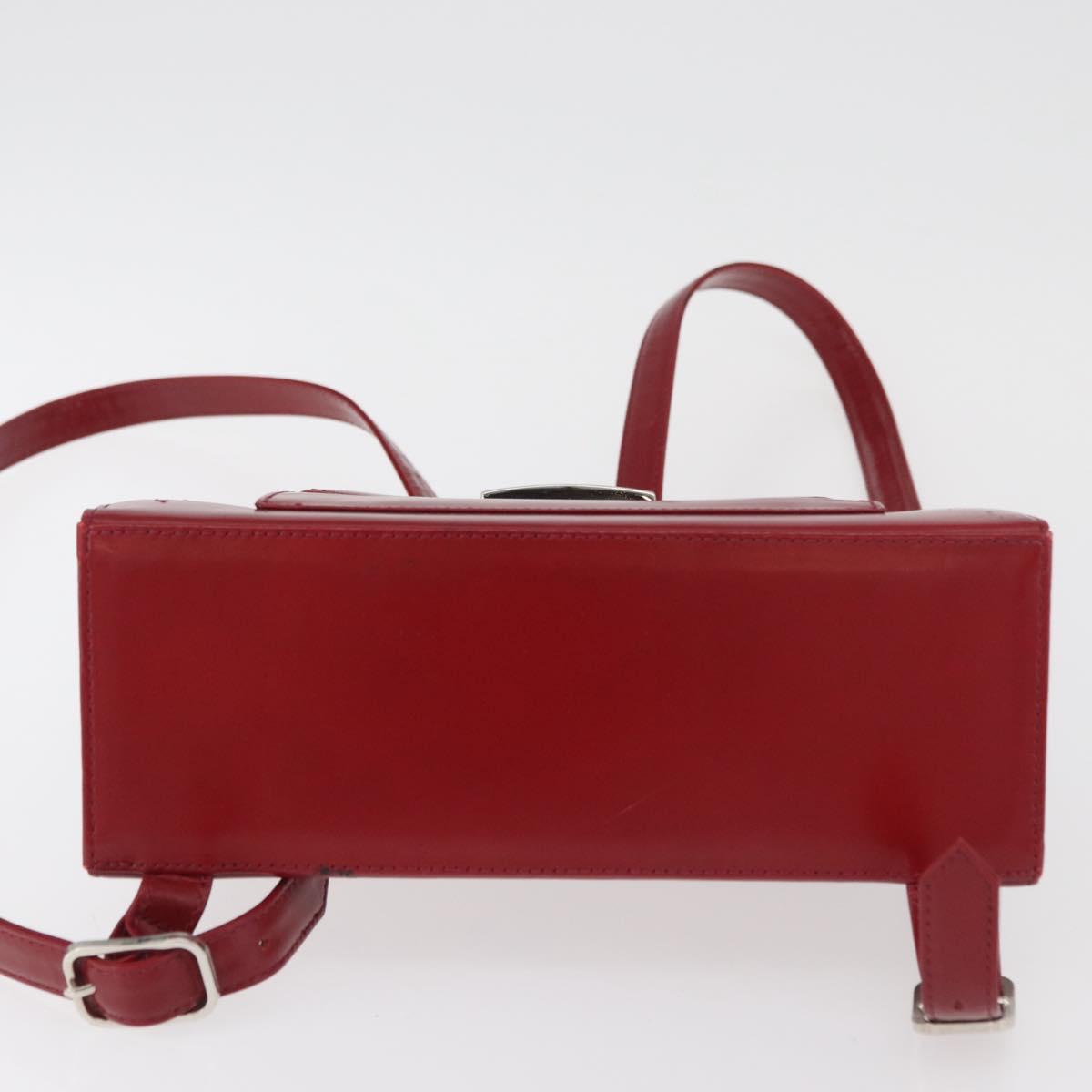 SAINT LAURENT Backpack Leather Red Silver Auth BA13087
