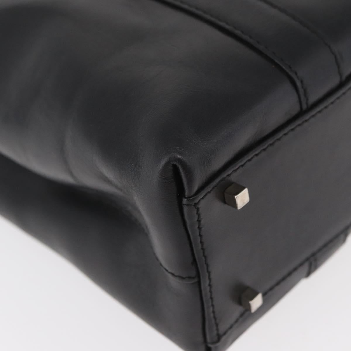 Salvatore Ferragamo Tote Bag Leather Black Silver Auth BA13088