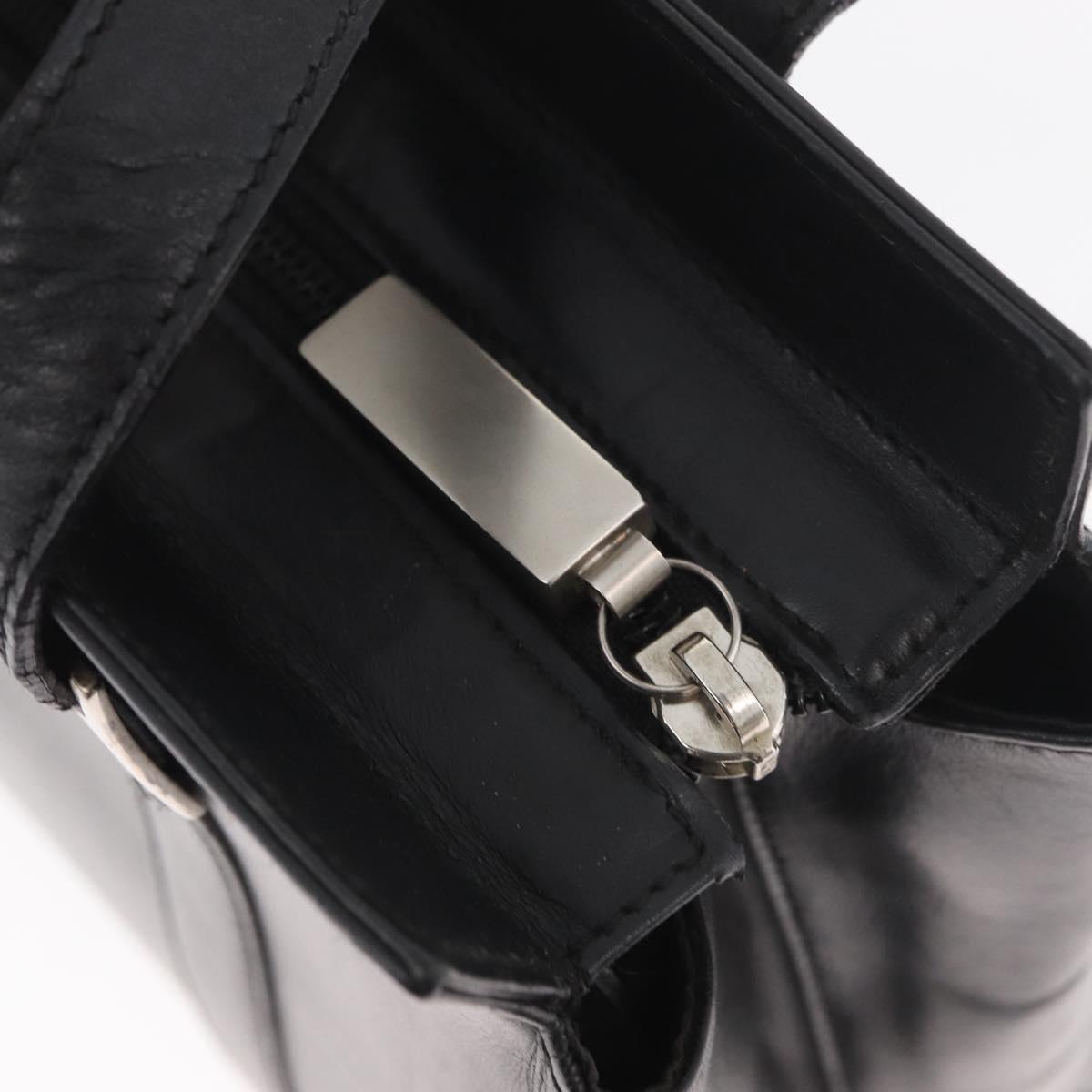 Salvatore Ferragamo Tote Bag Leather Black Silver Auth BA13088