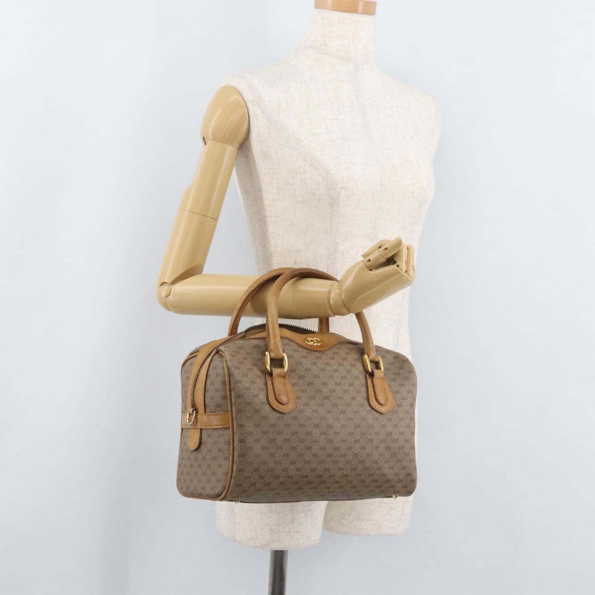 GUCCI Micro GG Supreme Hand Bag PVC Beige Gold 67 02 4422 Auth BA13089