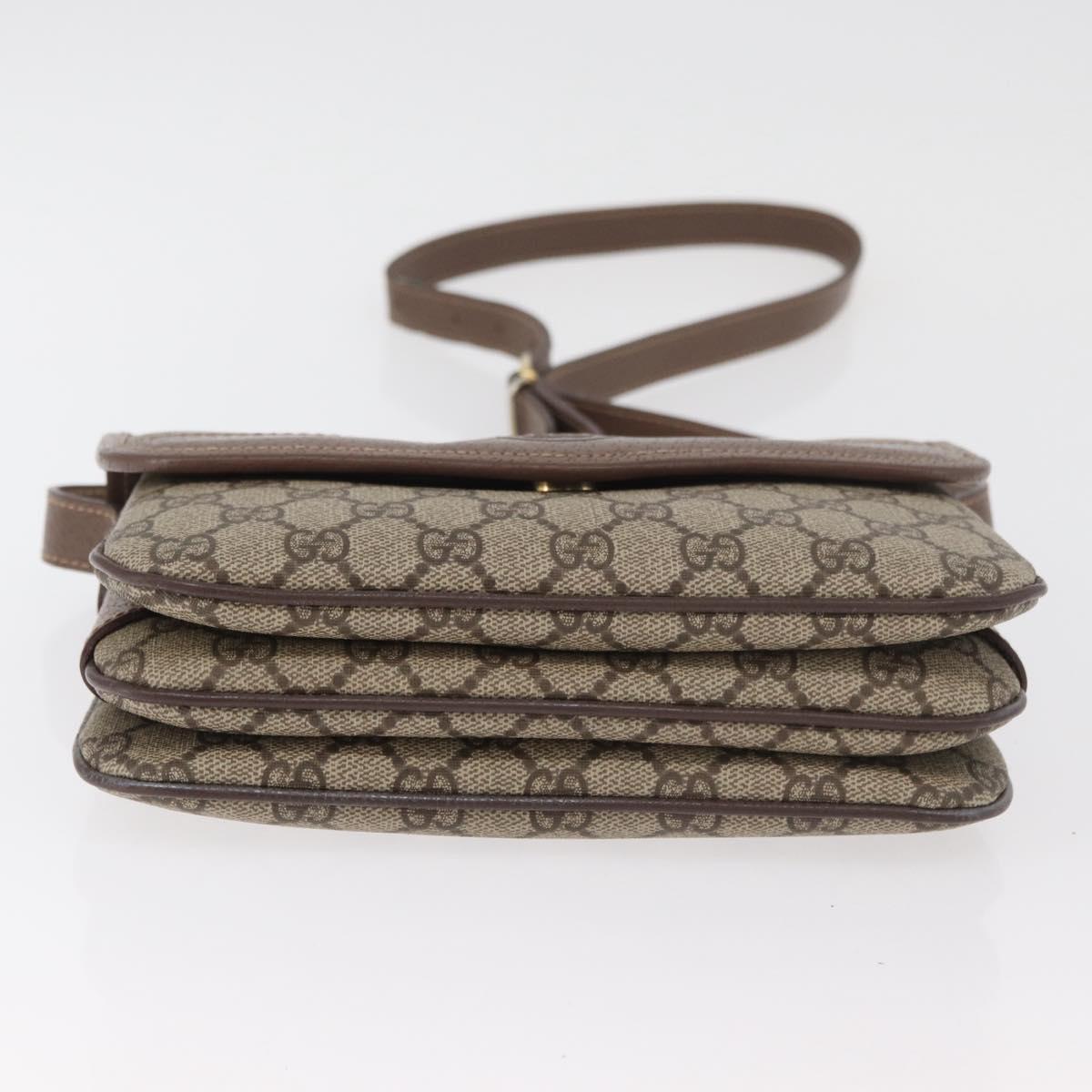 GUCCI GG Supreme Web Sherry Line Shoulder Bag PVC Beige Gold Auth BA13090