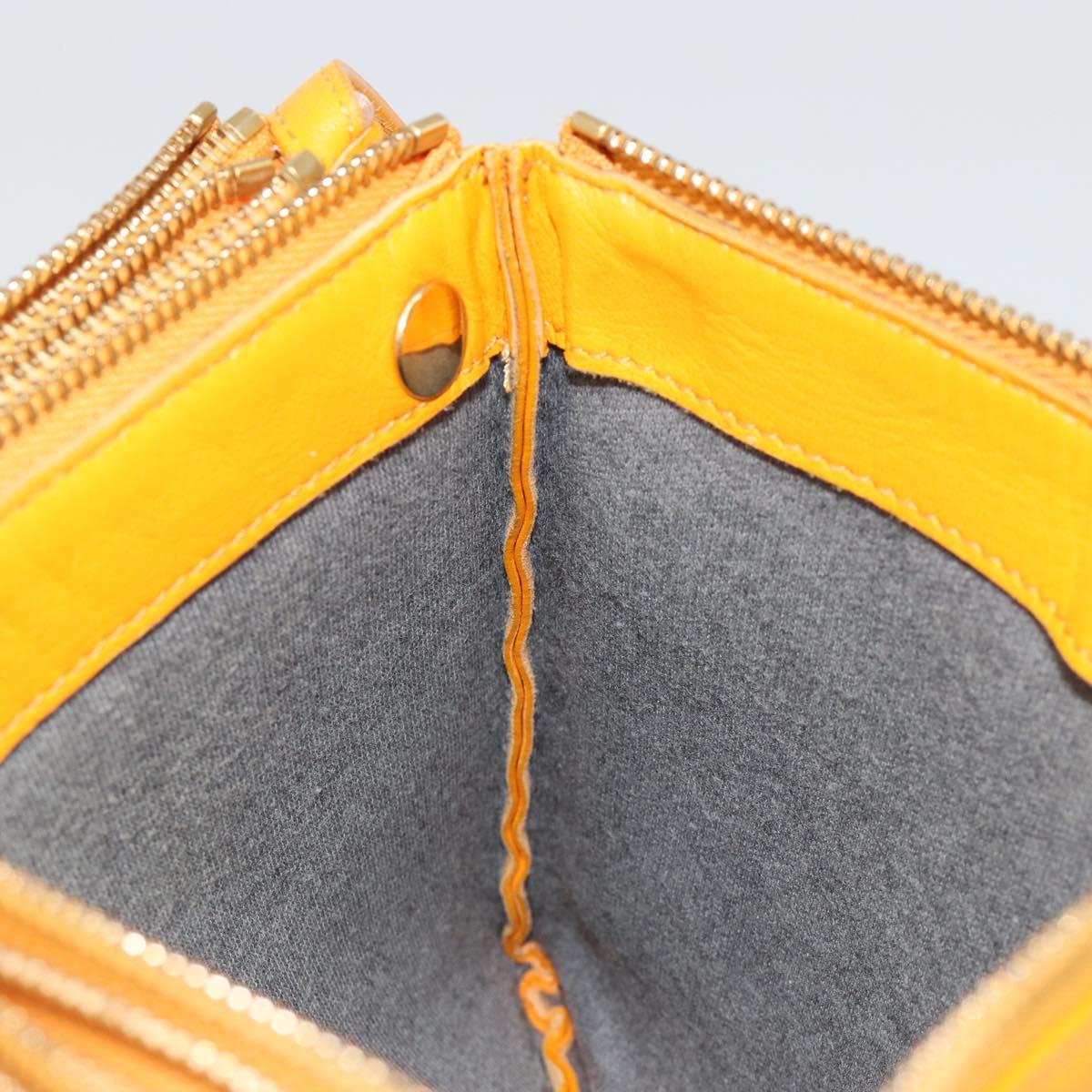 CELINE Trio Shoulder Bag Leather Yellow Gold Auth BA13091