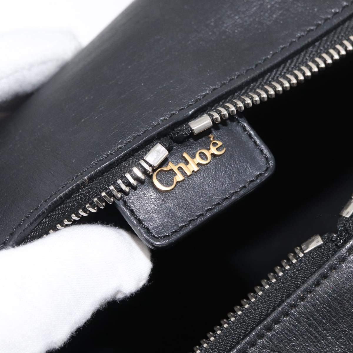 Chloe Aurora Paddington Hand Bag Leather 2way Black Gold Auth BA13096V