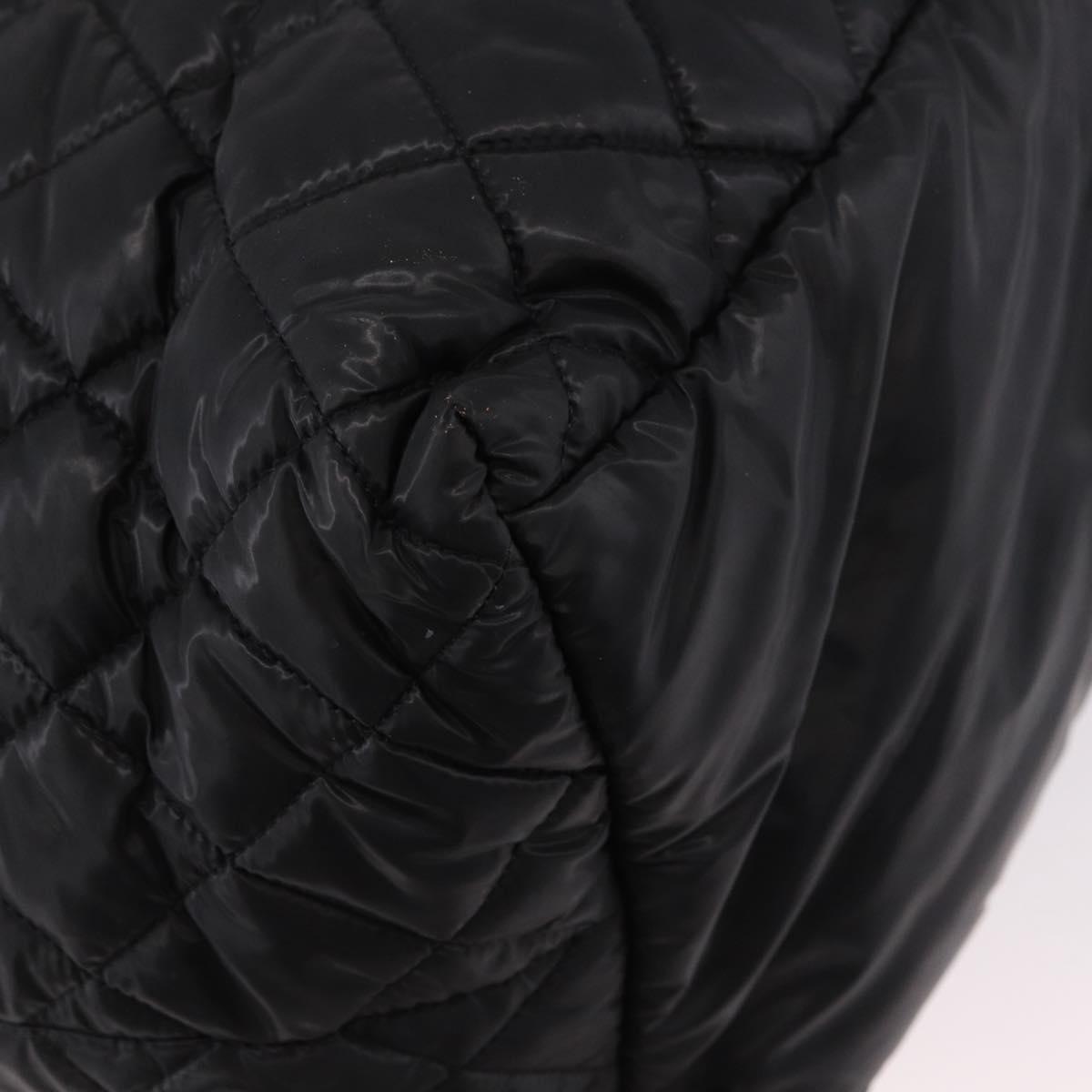 CHANEL Cococoon Tote Bag Nylon Black Silver CC Auth BA13097