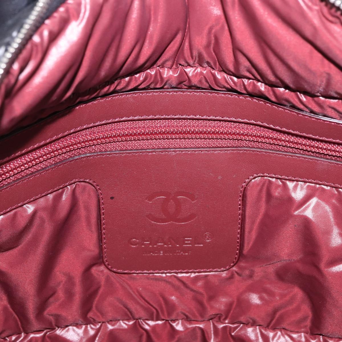 CHANEL Cococoon Tote Bag Nylon Black Silver CC Auth BA13097