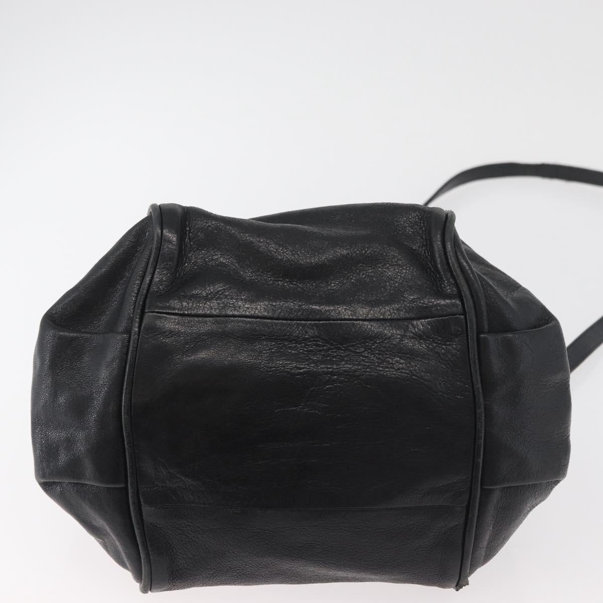 Chloe Etel Hand Bag Leather 2way Black Gold Auth BA13103
