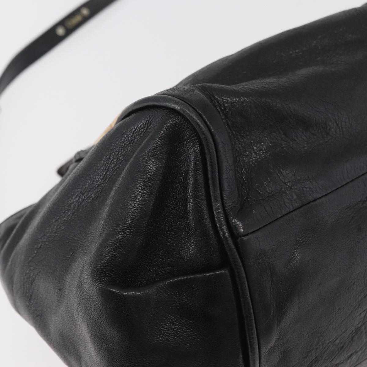 Chloe Etel Hand Bag Leather 2way Black Gold Auth BA13103