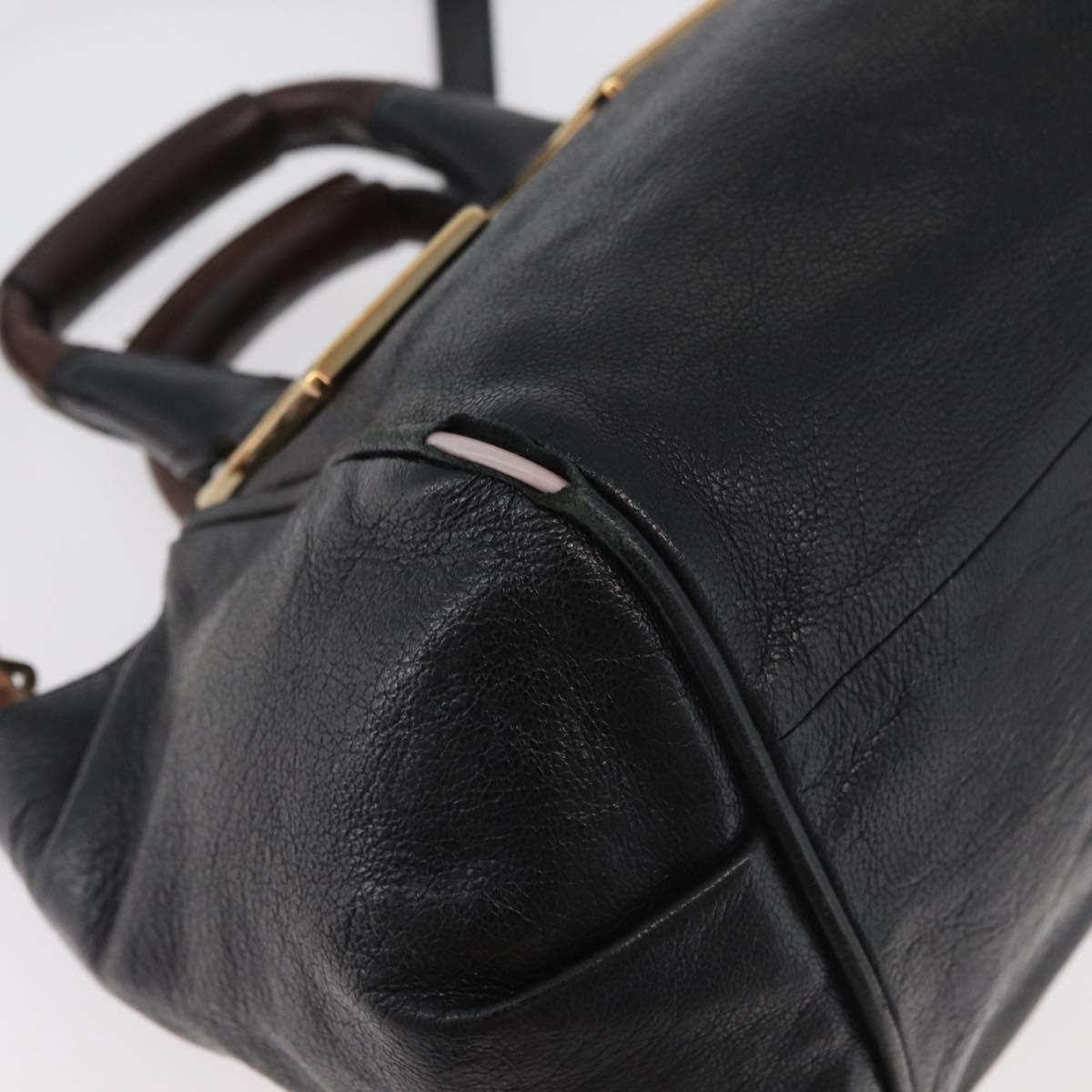 Chloe Etel Hand Bag Leather 2way Black Gold Auth BA13103