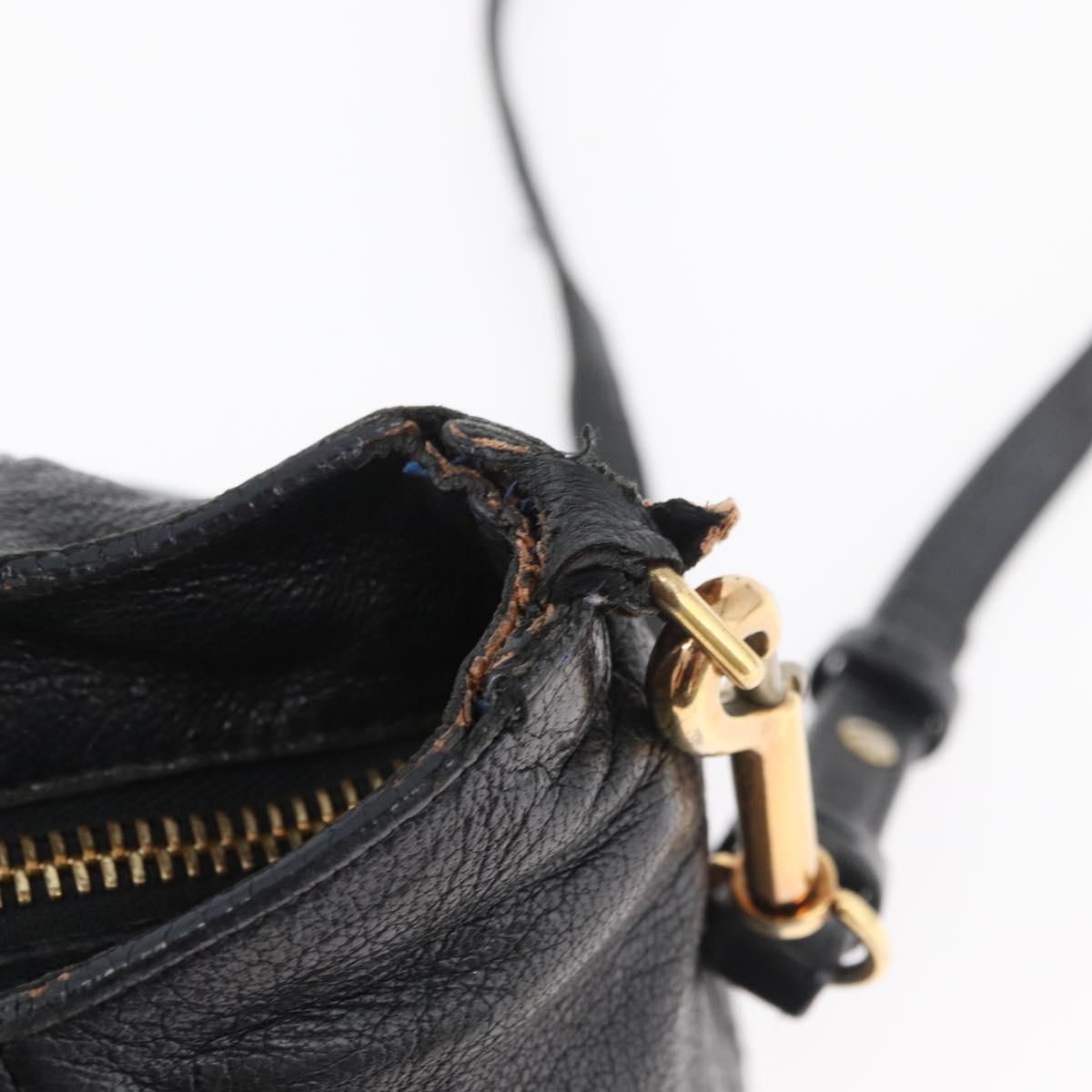 Chloe Etel Hand Bag Leather 2way Black Gold Auth BA13103