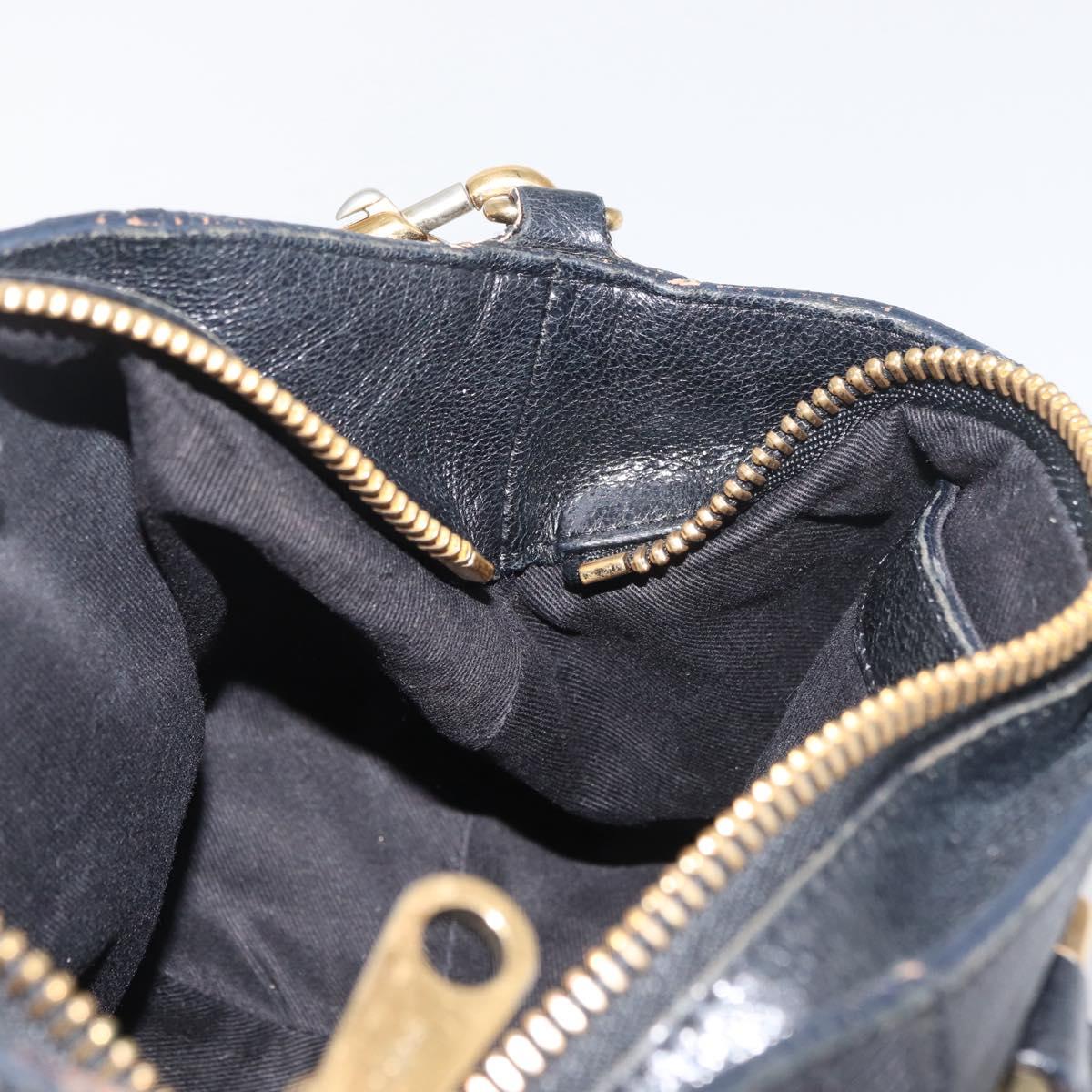 Chloe Etel Hand Bag Leather 2way Black Gold Auth BA13103