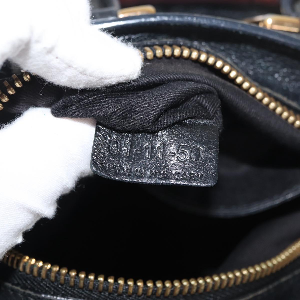 Chloe Etel Hand Bag Leather 2way Black Gold Auth BA13103