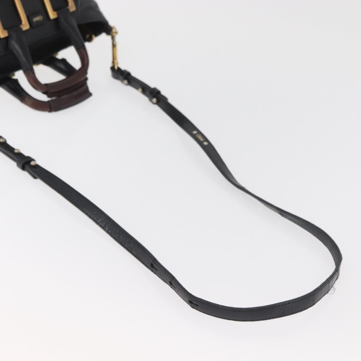 Chloe Etel Hand Bag Leather 2way Black Gold Auth BA13103