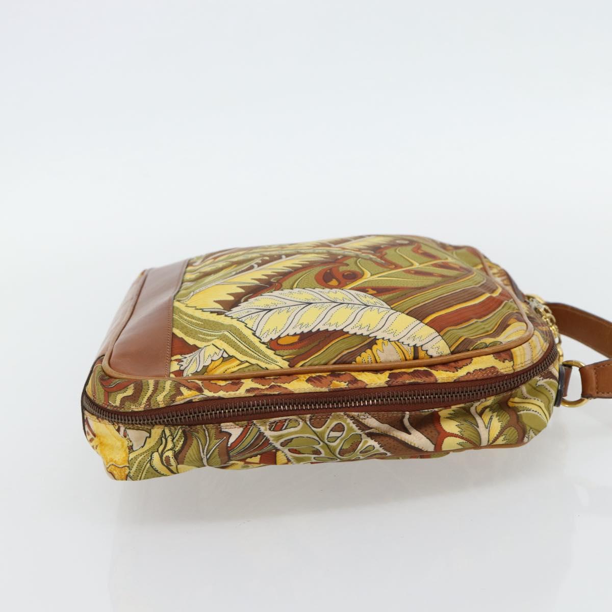 Salvatore Ferragamo Hand Bag Canvas Khaki Gold Auth BA13119
