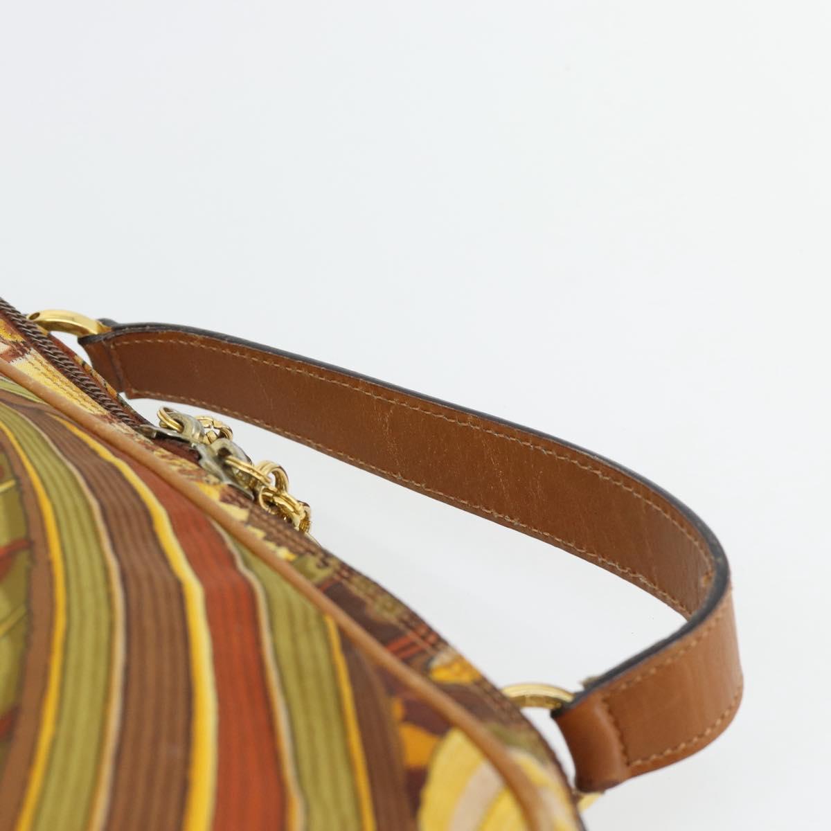 Salvatore Ferragamo Hand Bag Canvas Khaki Gold Auth BA13119