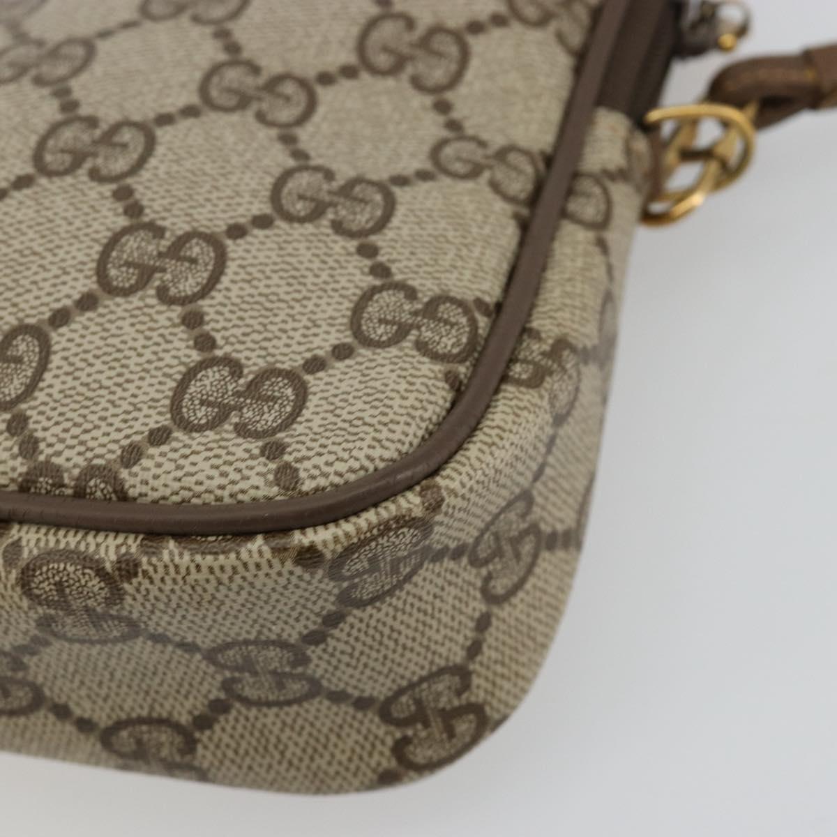 GUCCI GG Supreme Shoulder Bag PVC Beige Gold 97 02 068 Auth BA13121
