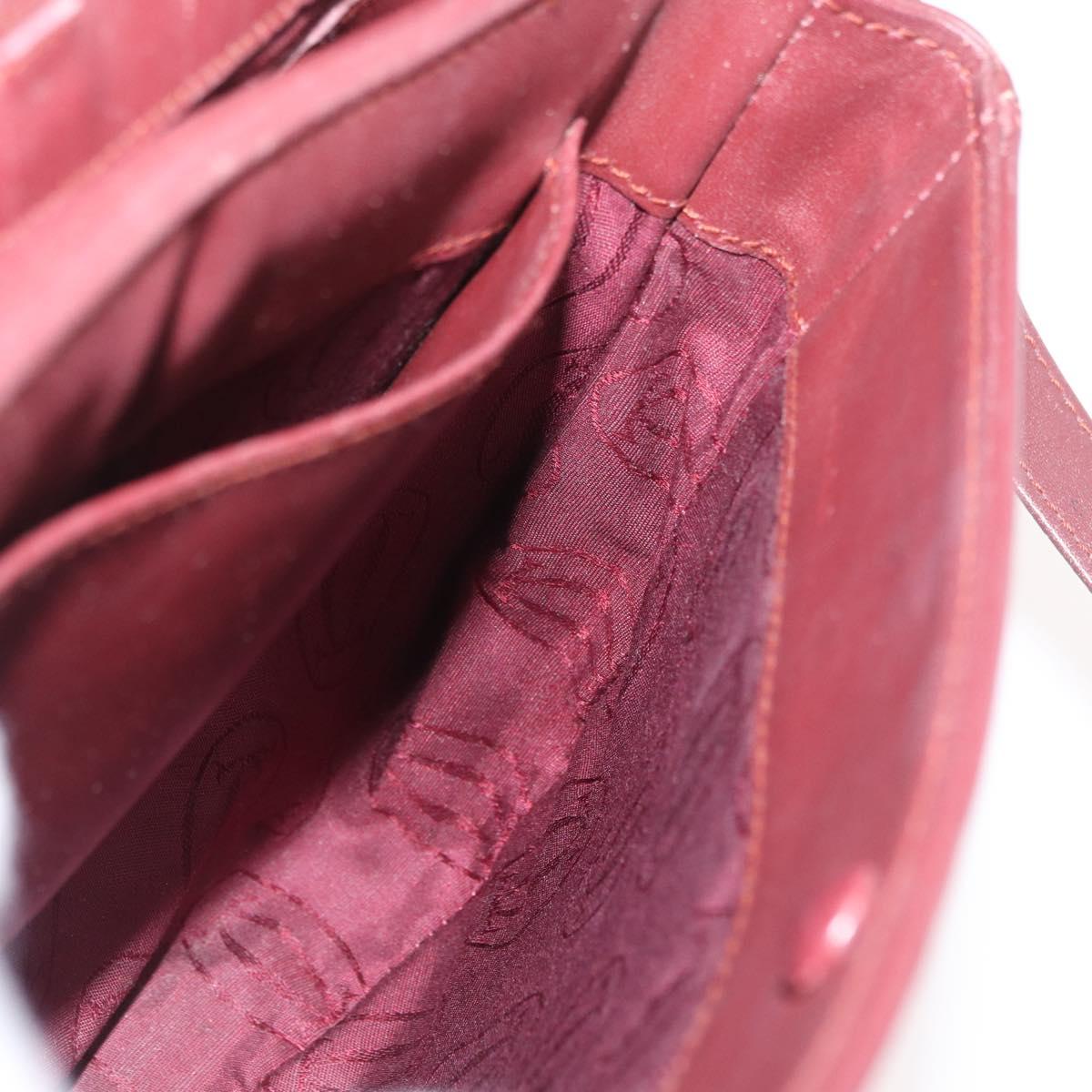 CARTIER Must Line Shoulder Bag Leather Bordeaux Gold Auth BA13122