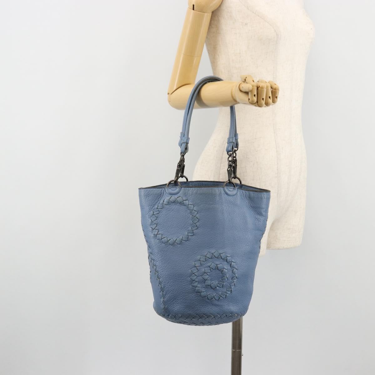 BOTTEGA VENETA INTRECCIATO Tote Bag Leather Blue 194900 Auth BA13123