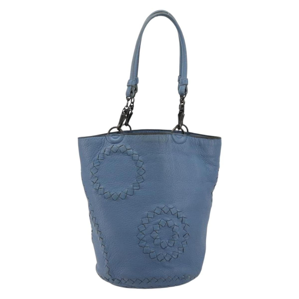 BOTTEGA VENETA INTRECCIATO Tote Bag Leather Blue 194900 Auth BA13123