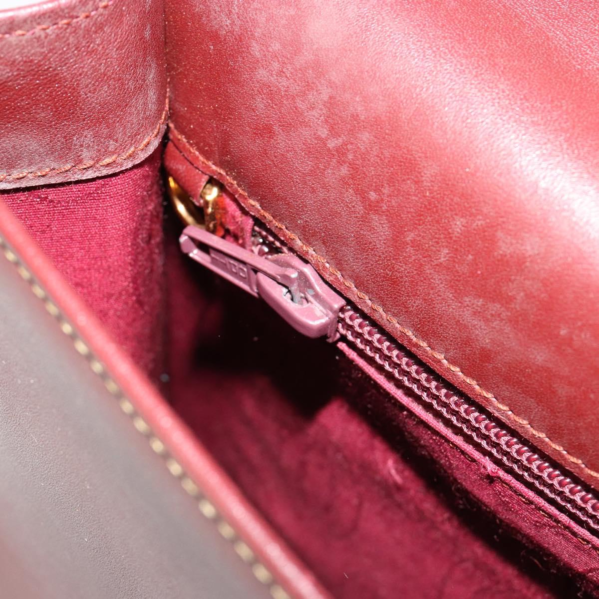 CARTIER Must Line Hand Bag Leather Bordeaux Gold Auth BA13127